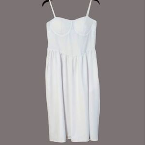 Elegant White Corset Lace Up Sleeveless Sun Dress